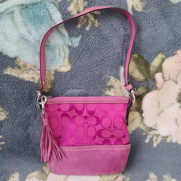 Coach | Bags | Coach Signature Pink Tassel Shoulder Bag | Poshmark